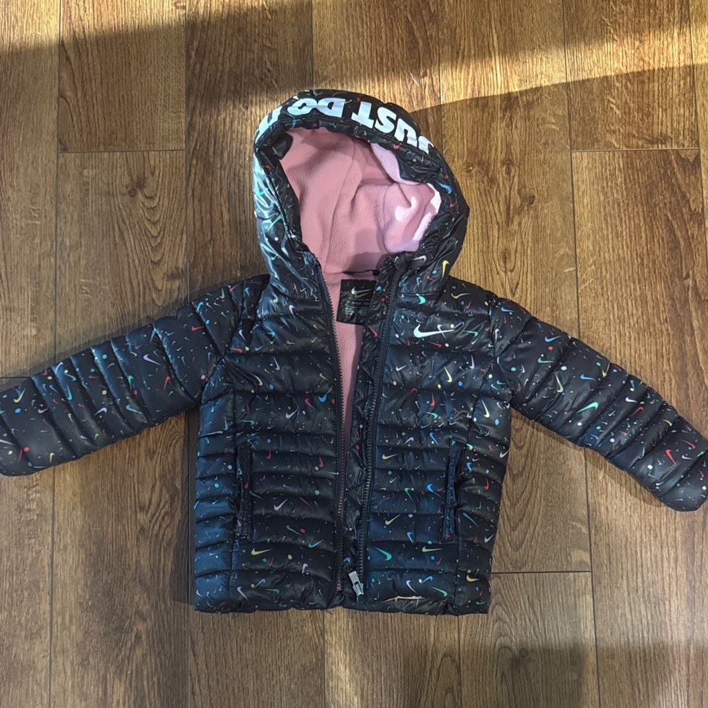 Nike Black Puffer Jacket with Pink Lining